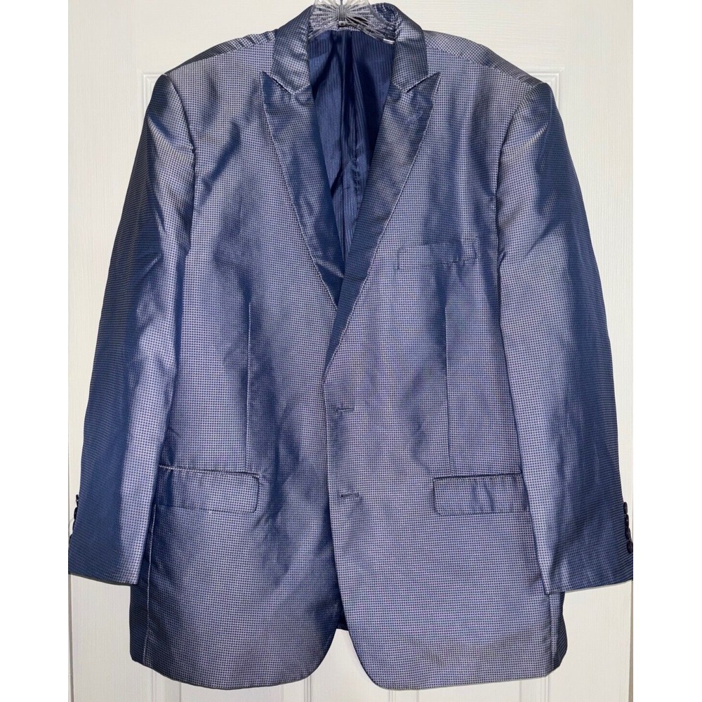 Stacy Adam Blazer 46R Blue/Grey Checkered Print